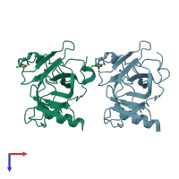 PDB entry 5lap coloured by chain, top view.