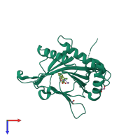 PDB entry 5lat coloured by chain, top view.