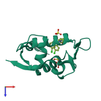 PDB entry 5law coloured by chain, top view.