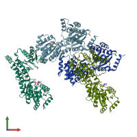 PDB entry 5lb5 coloured by chain, front view.