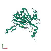 PDB entry 5lb6 coloured by chain, front view.