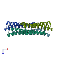 PDB entry 5lbm coloured by chain, top view.