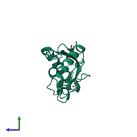 PDB entry 5lbn coloured by chain, side view.