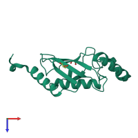 PDB entry 5lbn coloured by chain, top view.