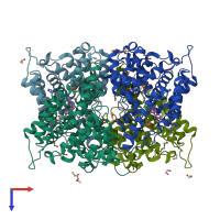 PDB entry 5lbo coloured by chain, top view.