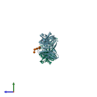 PDB entry 5lbv coloured by chain, side view.