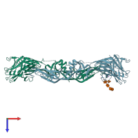 PDB entry 5lbv coloured by chain, top view.