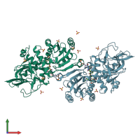 PDB entry 5lbx coloured by chain, front view.