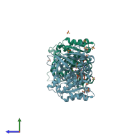 PDB entry 5lbx coloured by chain, side view.