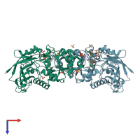 PDB entry 5lbx coloured by chain, top view.