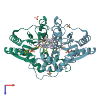 PDB entry 5lbz coloured by chain, top view.