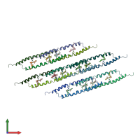 PDB entry 5lcb coloured by chain, front view.