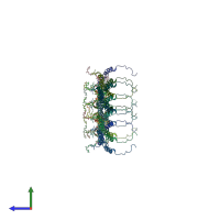 PDB entry 5lcb coloured by chain, side view.