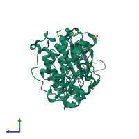 PDB entry 5lck coloured by chain, side view.