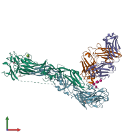 PDB entry 5lcv coloured by chain, front view.