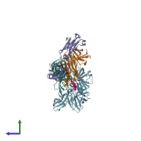PDB entry 5lcv coloured by chain, side view.