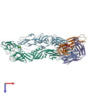 PDB entry 5lcv coloured by chain, top view.