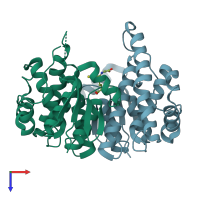 PDB entry 5lcz coloured by chain, top view.