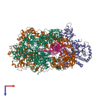 PDB entry 5ld2 coloured by chain, top view.