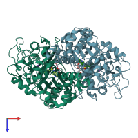 PDB entry 5ld8 coloured by chain, top view.