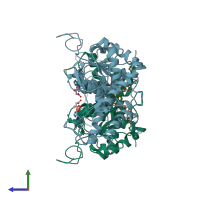 PDB entry 5ldh coloured by chain, side view.