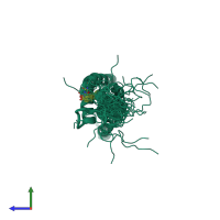 PDB entry 5ldl coloured by chain, ensemble of 30 models, side view.