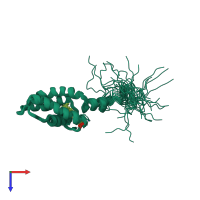 PDB entry 5ldl coloured by chain, ensemble of 30 models, top view.