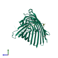 PDB entry 5ldv coloured by chain, side view.