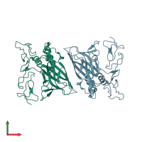 PDB entry 5lf2 coloured by chain, front view.