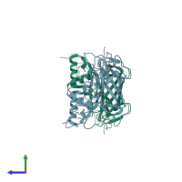 PDB entry 5lf2 coloured by chain, side view.