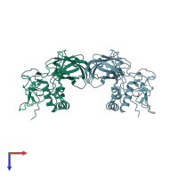 PDB entry 5lf2 coloured by chain, top view.