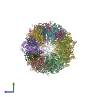 PDB entry 5lf3 coloured by chain, side view.