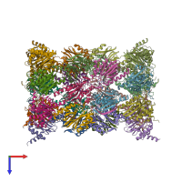 PDB entry 5lf3 coloured by chain, top view.