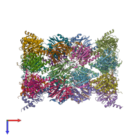 PDB entry 5lf6 coloured by chain, top view.