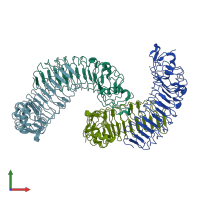 PDB entry 5lfn coloured by chain, front view.