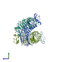 PDB entry 5lfn coloured by chain, side view.