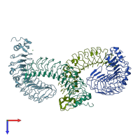 PDB entry 5lfn coloured by chain, top view.