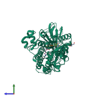 PDB entry 5lfo coloured by chain, side view.