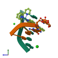 PDB entry 5lfs coloured by chain, side view.