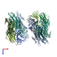 PDB entry 5lg3 coloured by chain, top view.