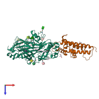 PDB entry 5lgd coloured by chain, top view.