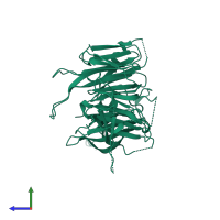 PDB entry 5lgg coloured by chain, side view.