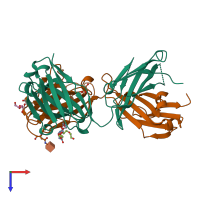 PDB entry 5lgh coloured by chain, top view.