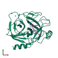 PDB entry 5lgo coloured by chain, front view.