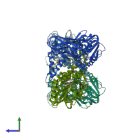 PDB entry 5lgq coloured by chain, side view.