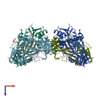 PDB entry 5lgr coloured by chain, top view.