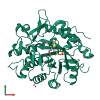 PDB entry 5lgx coloured by chain, front view.