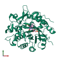 PDB entry 5lgz coloured by chain, front view.