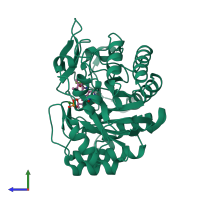 PDB entry 5lgz coloured by chain, side view.