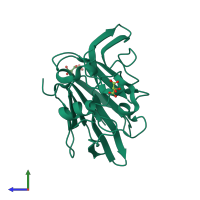 PDB entry 5lh6 coloured by chain, side view.